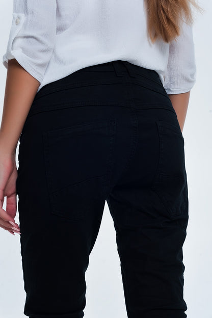 Drop crotch skinny jean in black