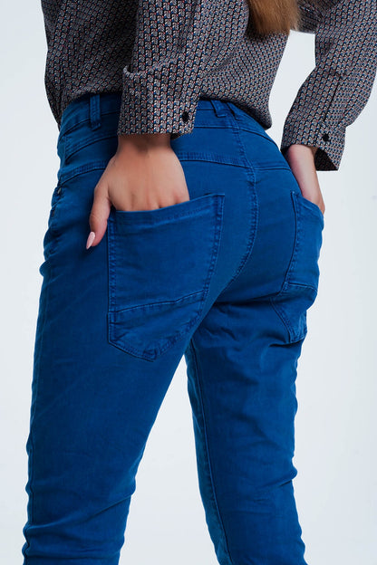 Drop crotch skinny jean in blue