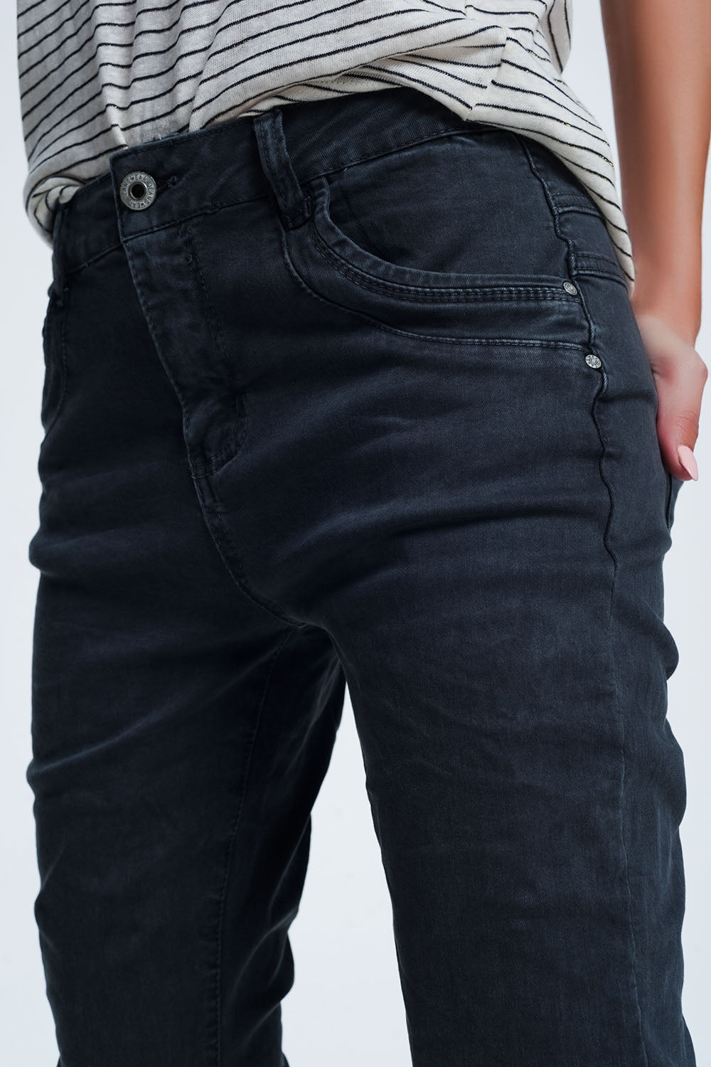 Drop crotch skinny jean in grey