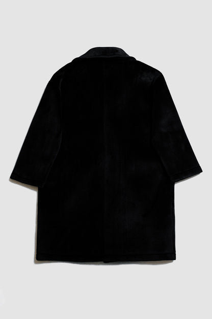 Faux suede oversized coat in black