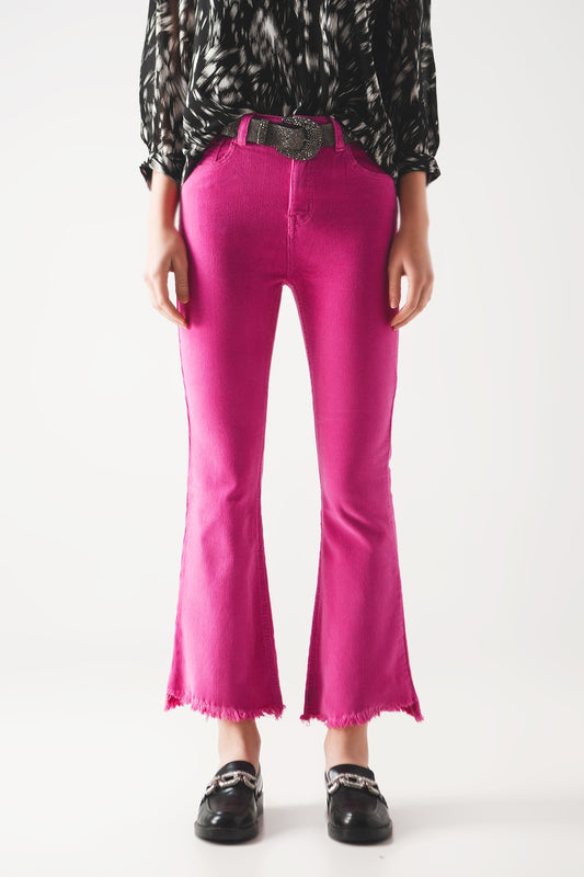 Q2 Flare corduroy pants in fucshia