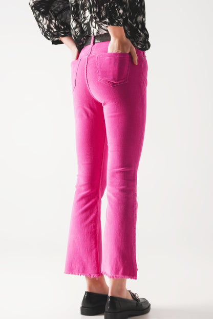 Flare corduroy pants in fucshia