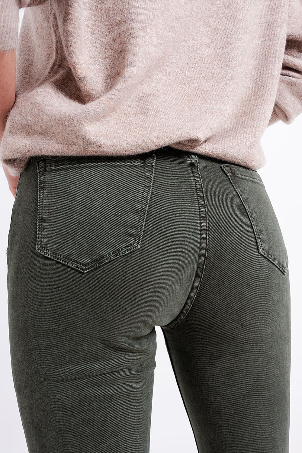 Flared jeans in olive