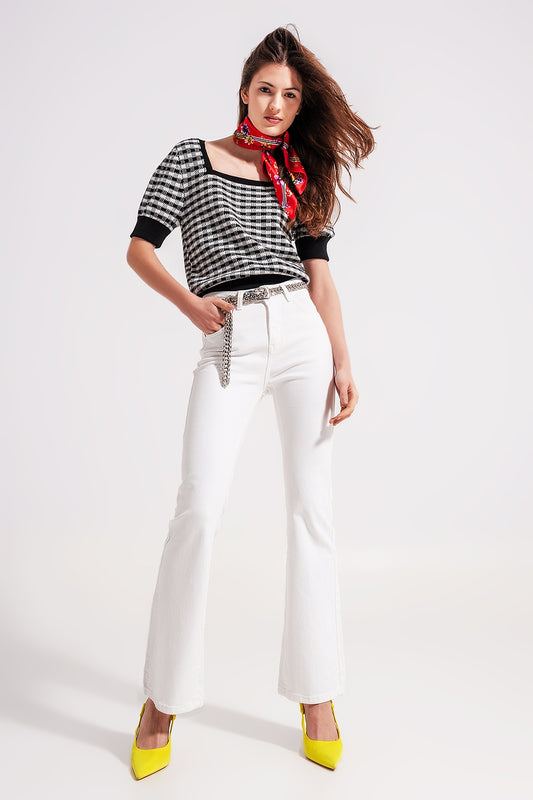 Q2 Flared jeans in white