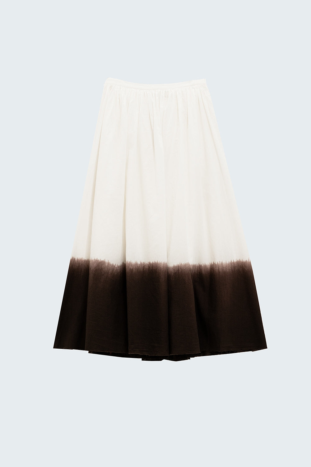 Flowy Drop Waist White Skirt With Brown Ombre Detail