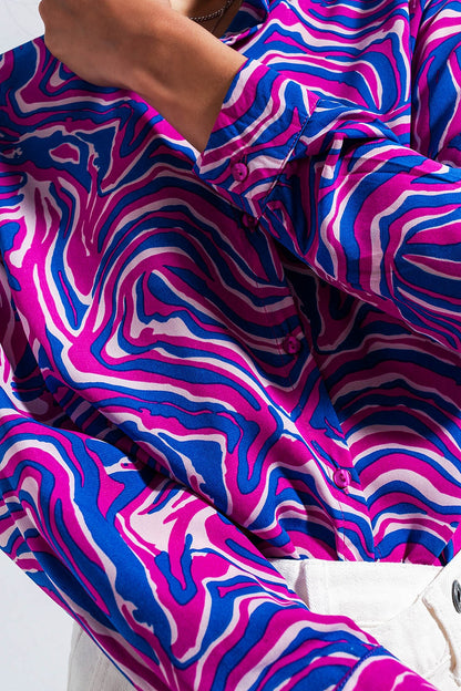 Fluid shirt in bright abstract purple