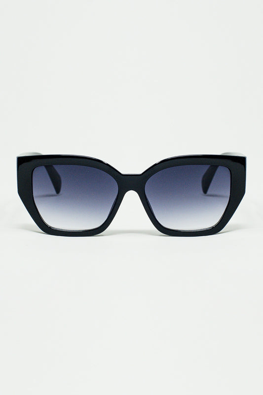 Q2 geometric thick black sunglasses with gradient lens