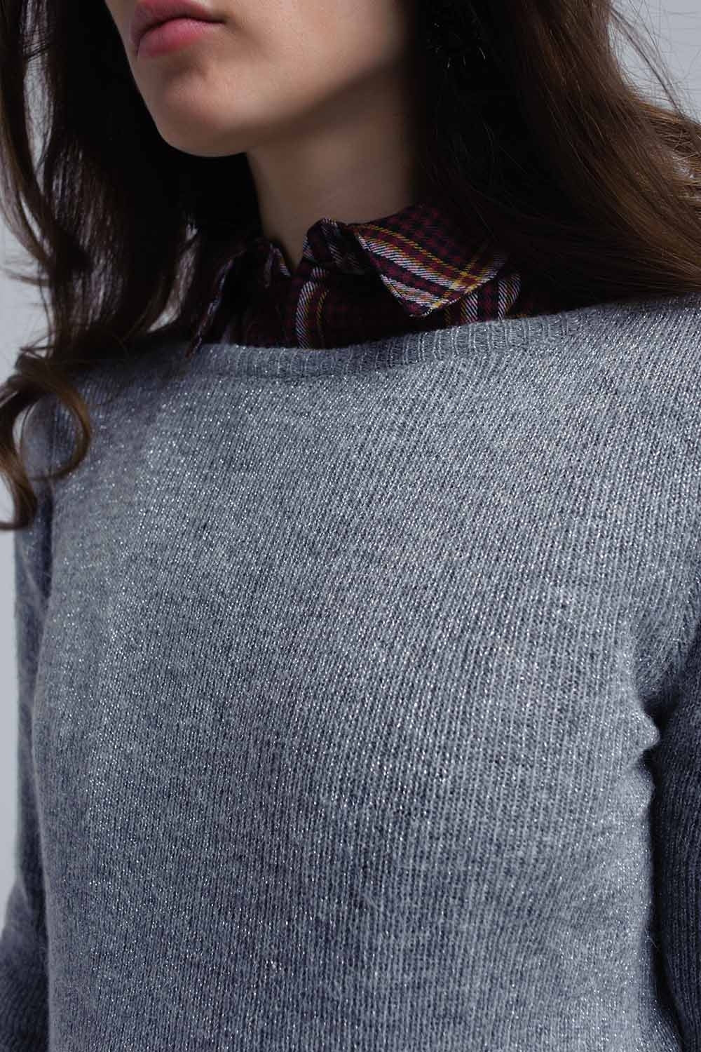 Gray shiny sweater