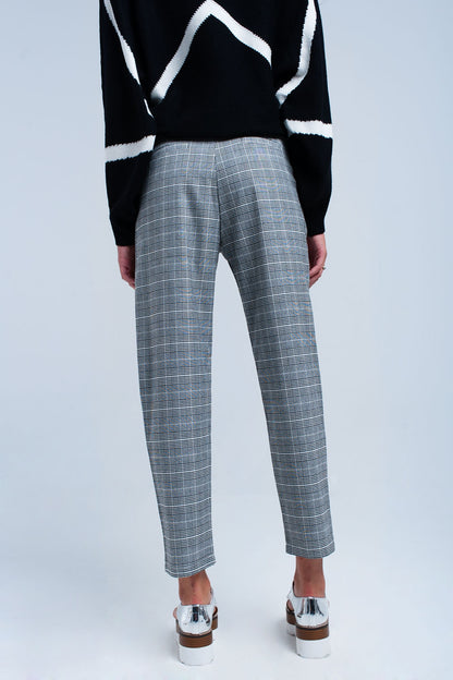 Gray tartan pattern pants