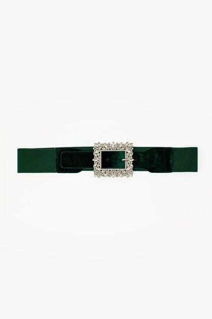 Green Belt with rhinestones and adjustable elastic