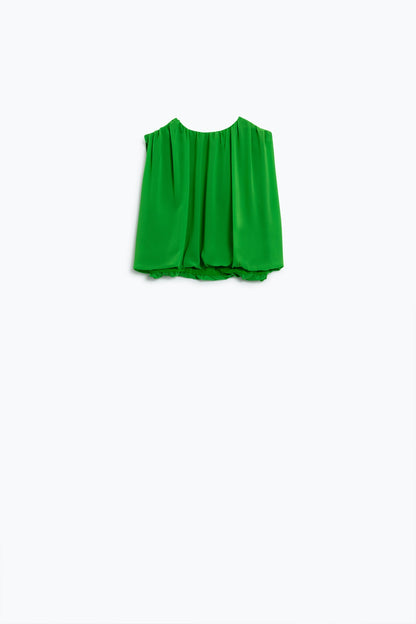 green chiffon Top With Ruche Design