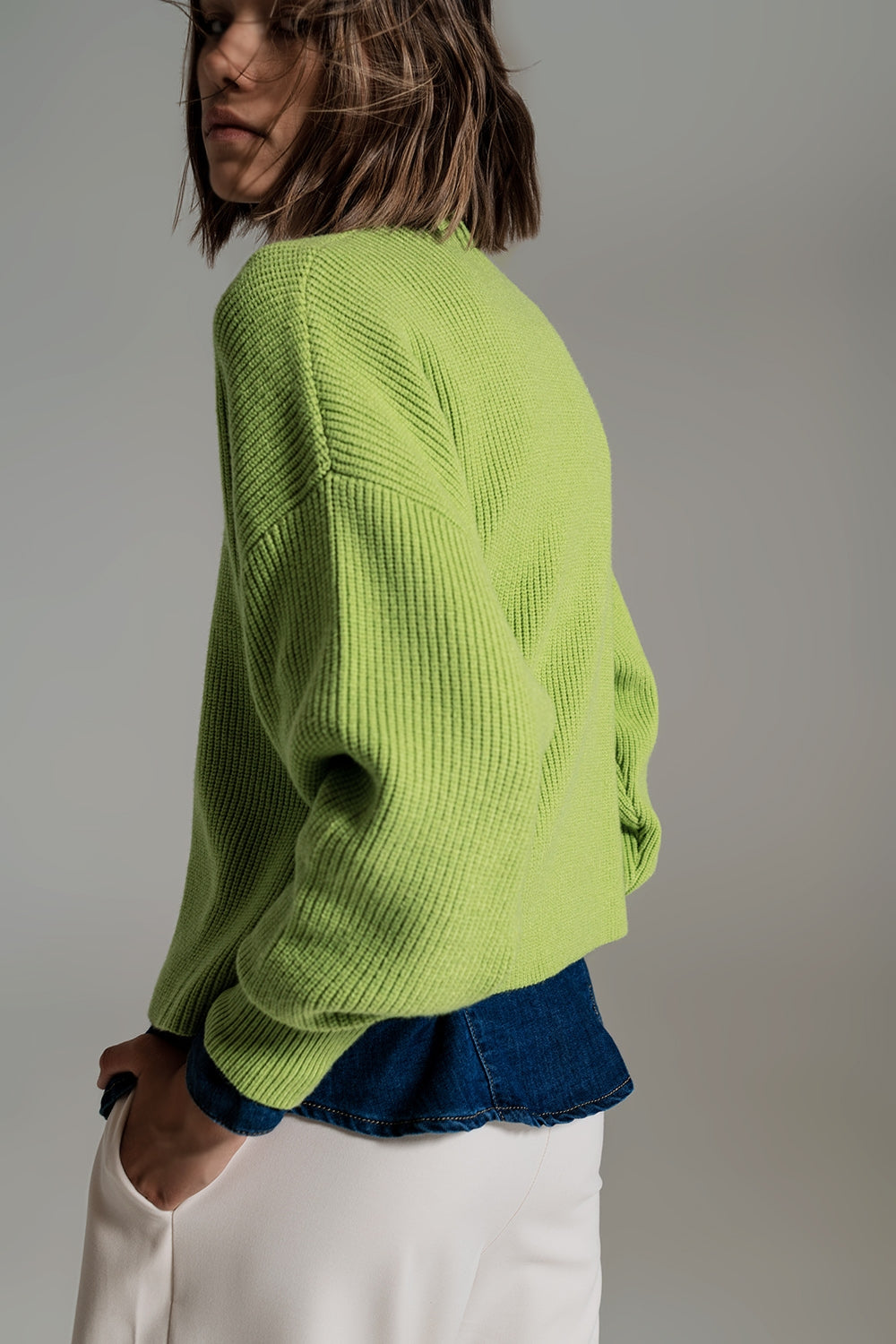 green chunky knitted relaxed Jumper