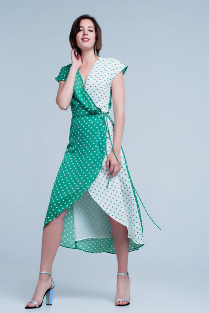 Green dress with polka dots