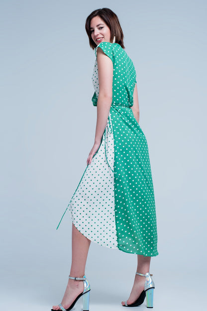 Green dress with polka dots