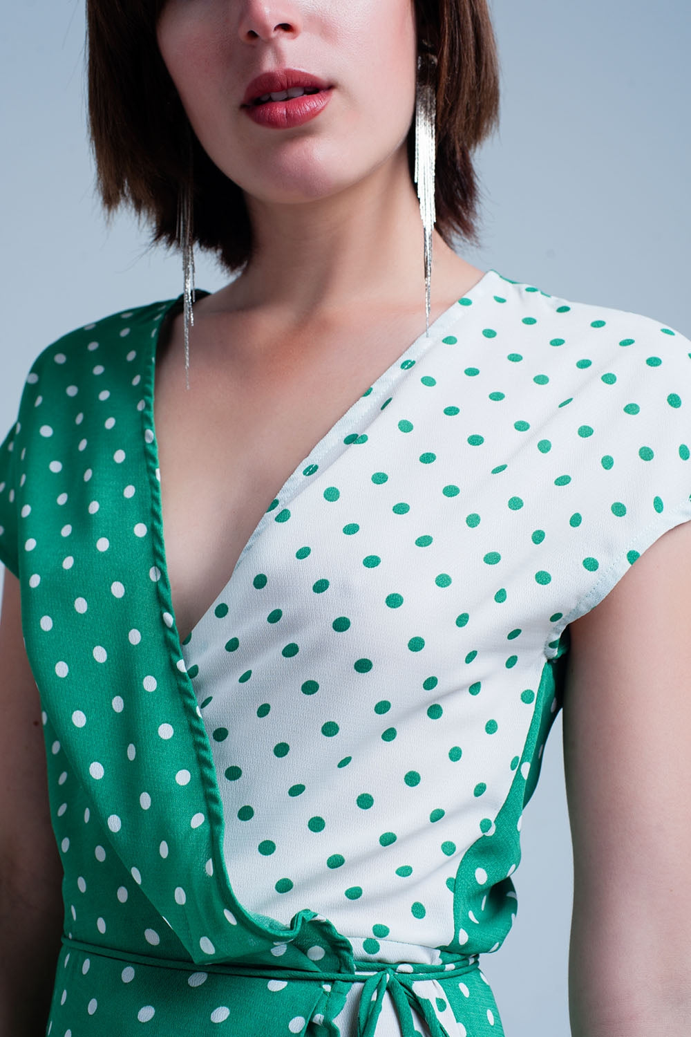 Green dress with polka dots