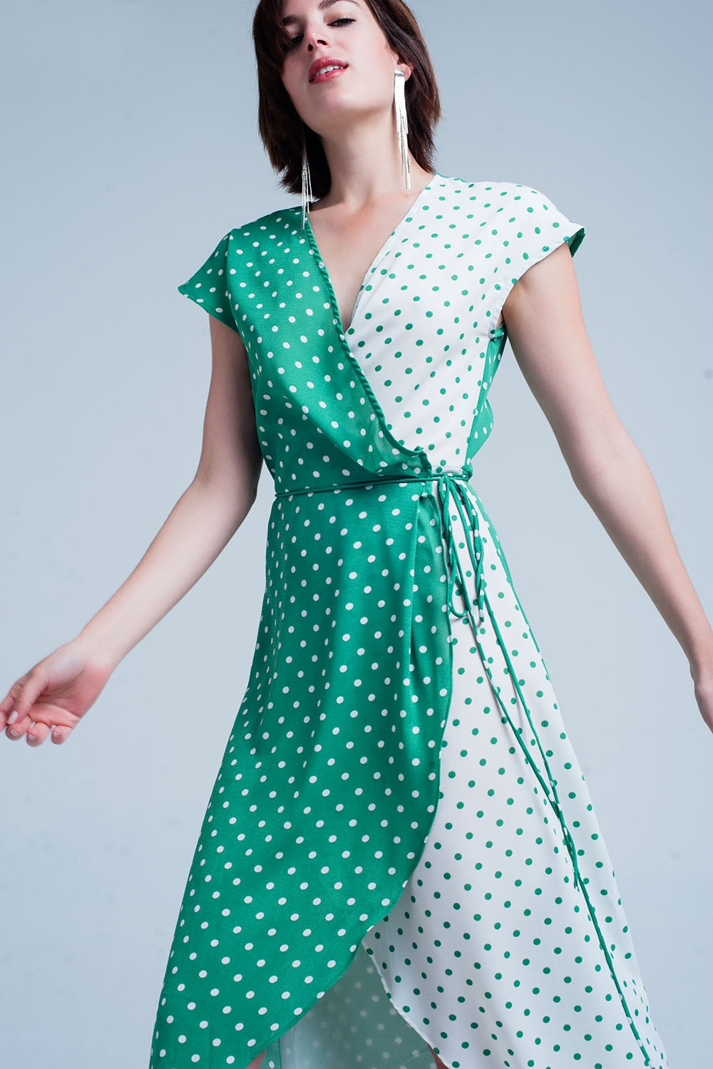 Green dress with polka dots