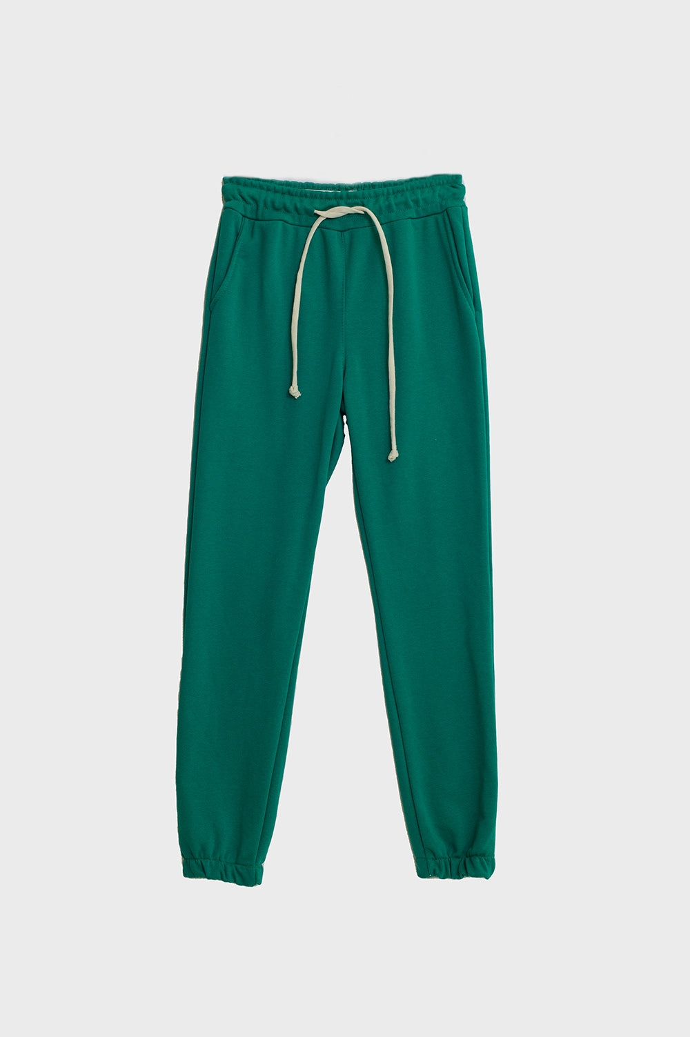 Q2 green jogger with knotted elastic waist and side pockets