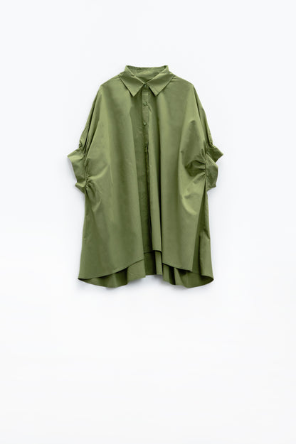 Green oversized blouse with short sleeve