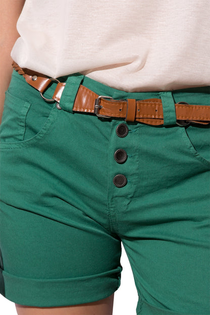 green shorts with visible buttons