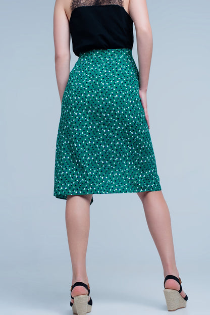 Green skirt with flower print