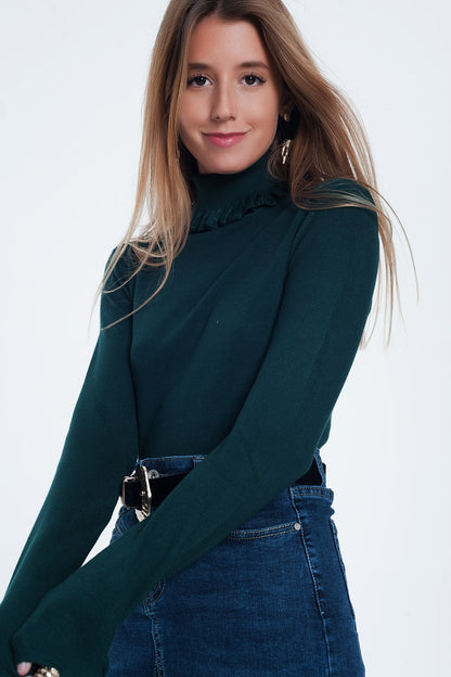 Green turtleneck sweatshirt