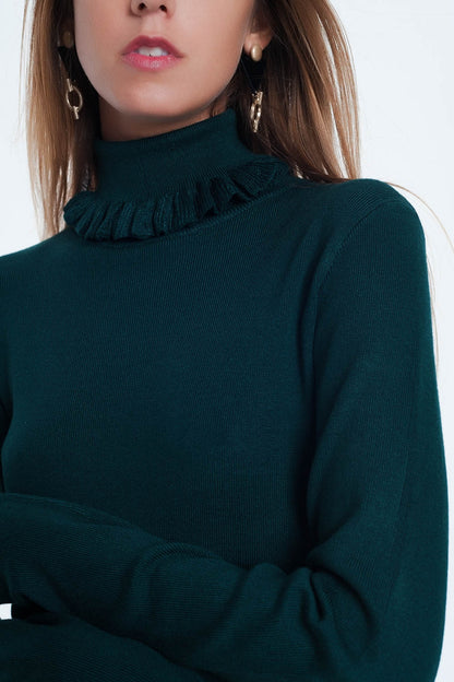 Green turtleneck sweatshirt