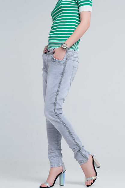 grey jeans with detail metalic