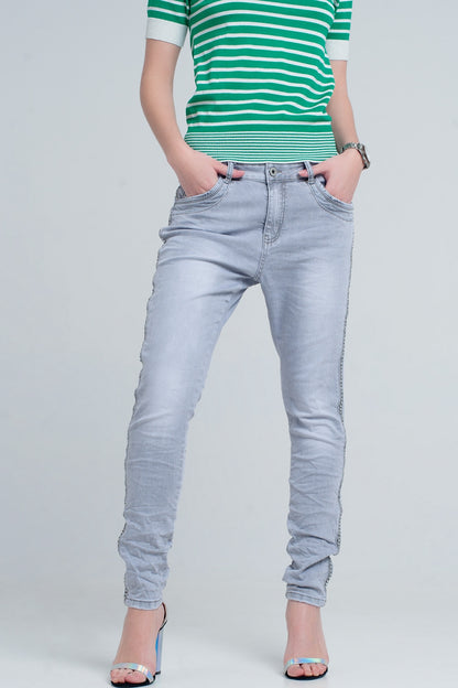 grey jeans with detail metalic