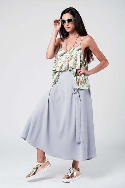 Q2 Grey midi skirt with belt