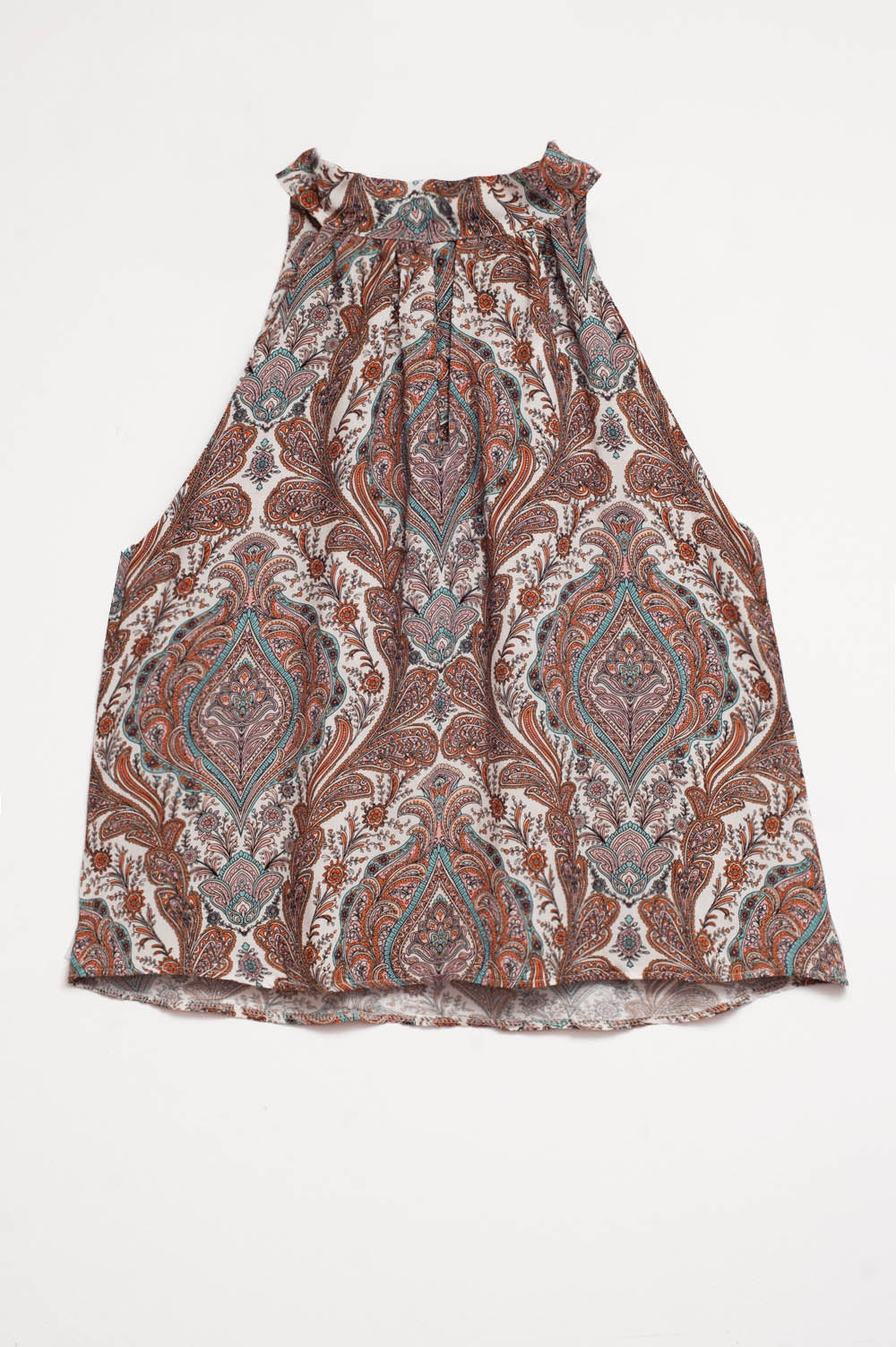 Q2 Halter top in beige paisley print