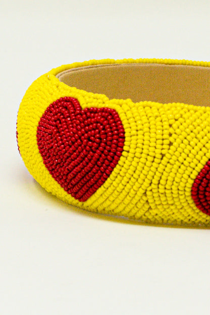 Heart Detail Beads Headband in Yellow