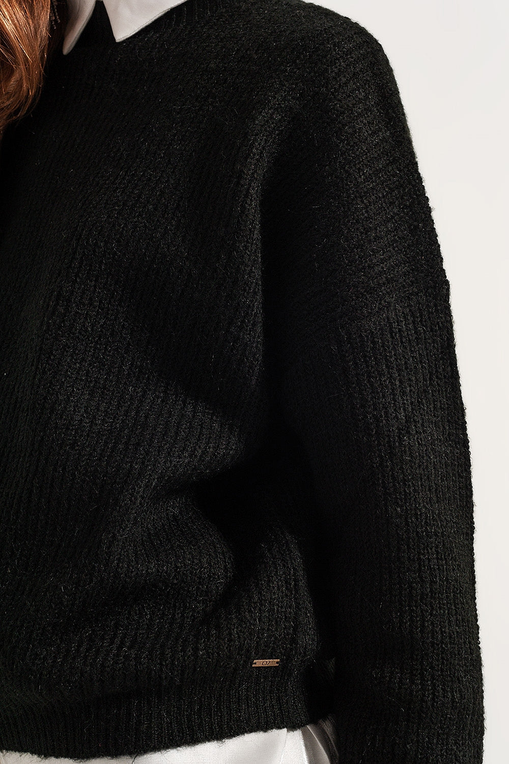 High neck jumper in black