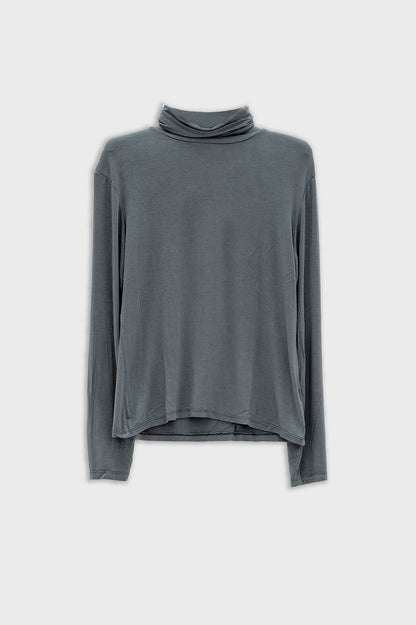 Q2 High neck long sleeve t-shirt in modal grey