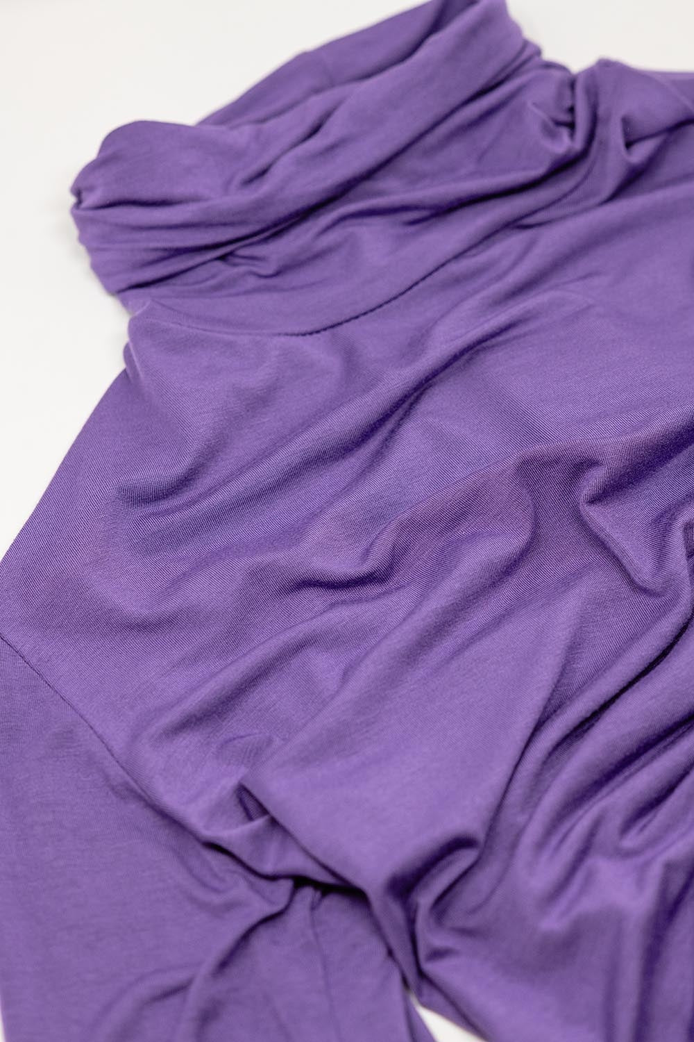 High neck long sleeve t-shirt in purple modal fabric