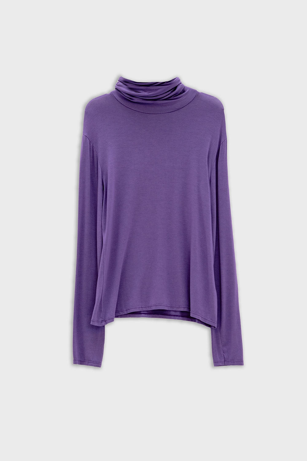 Q2 High neck long sleeve t-shirt in purple modal fabric