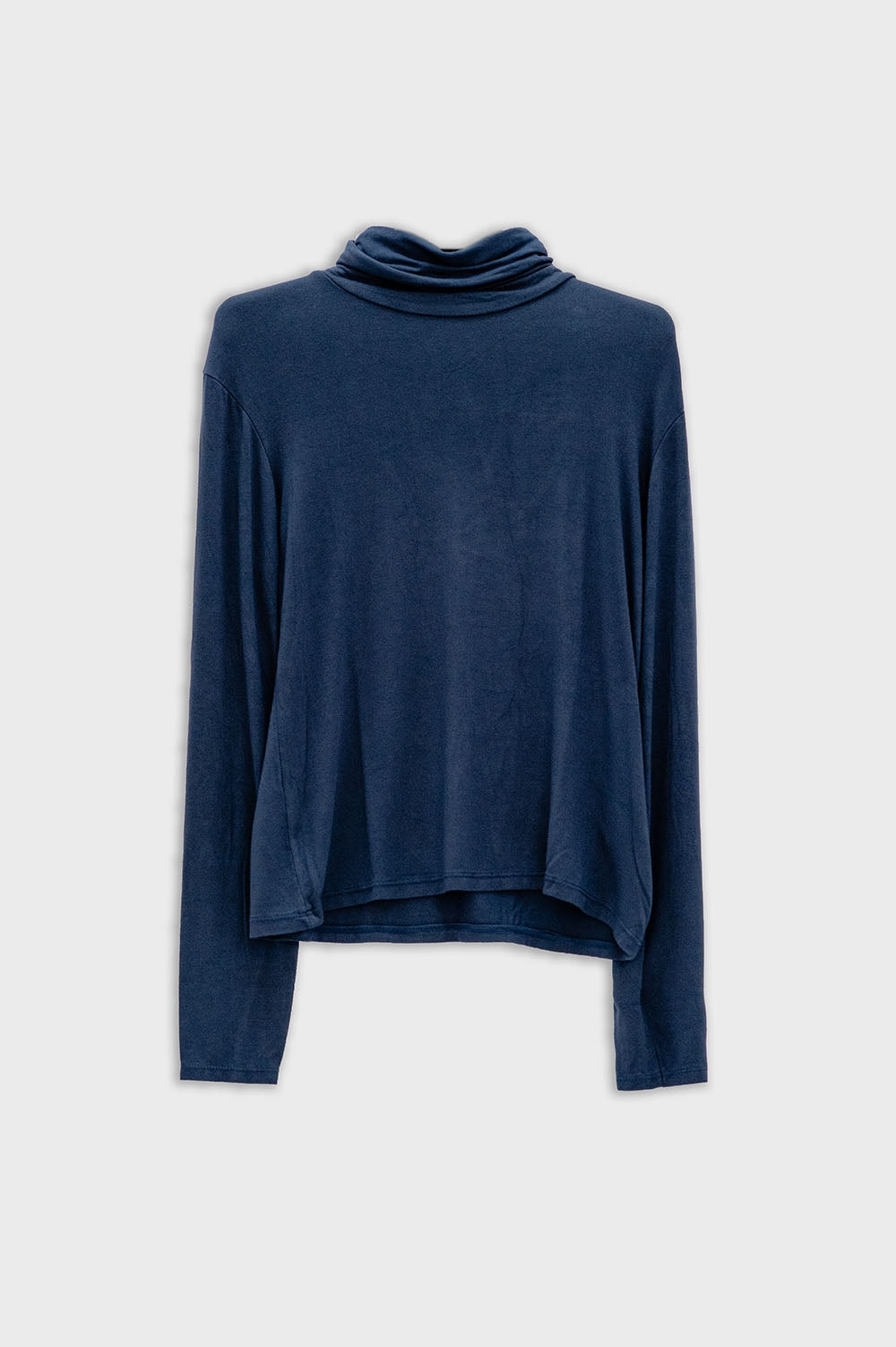 Q2 High neck long sleeve top in modal navy