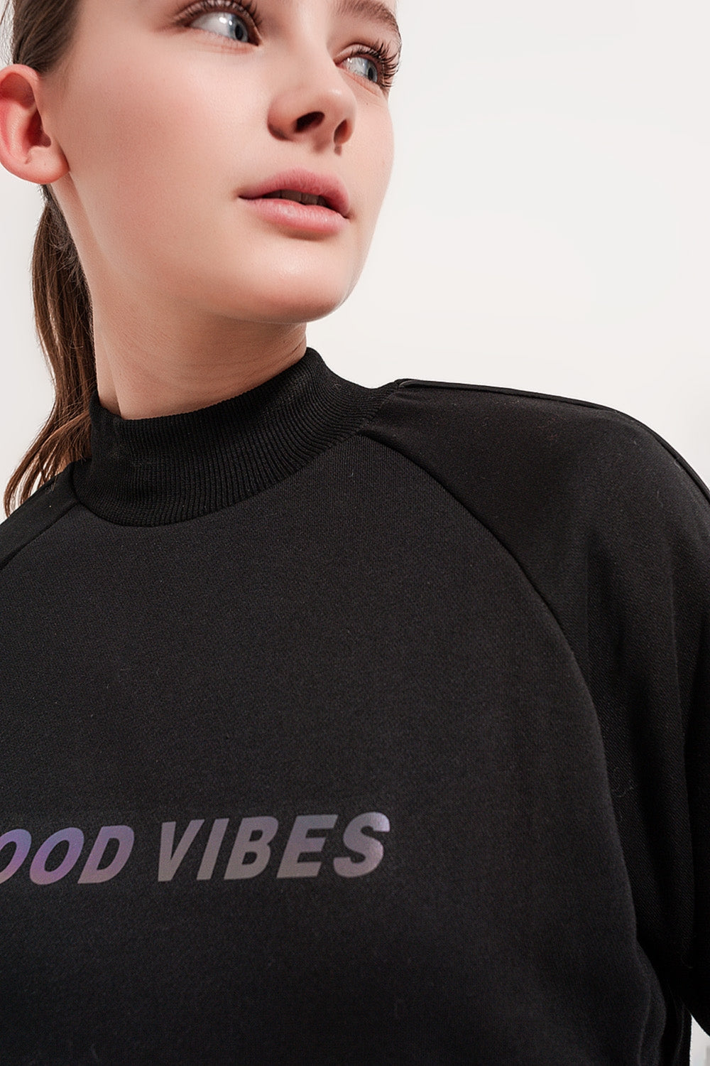 High neck sweatshirt in black