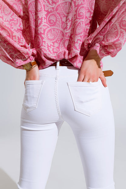 High Rise Basic Flared Jeans In White