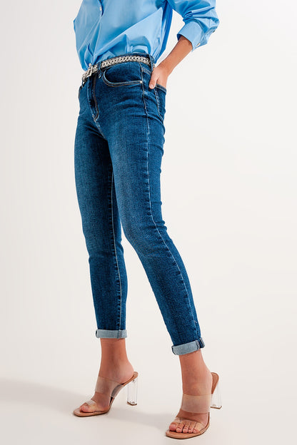 High rise skinny jeans in darkwash