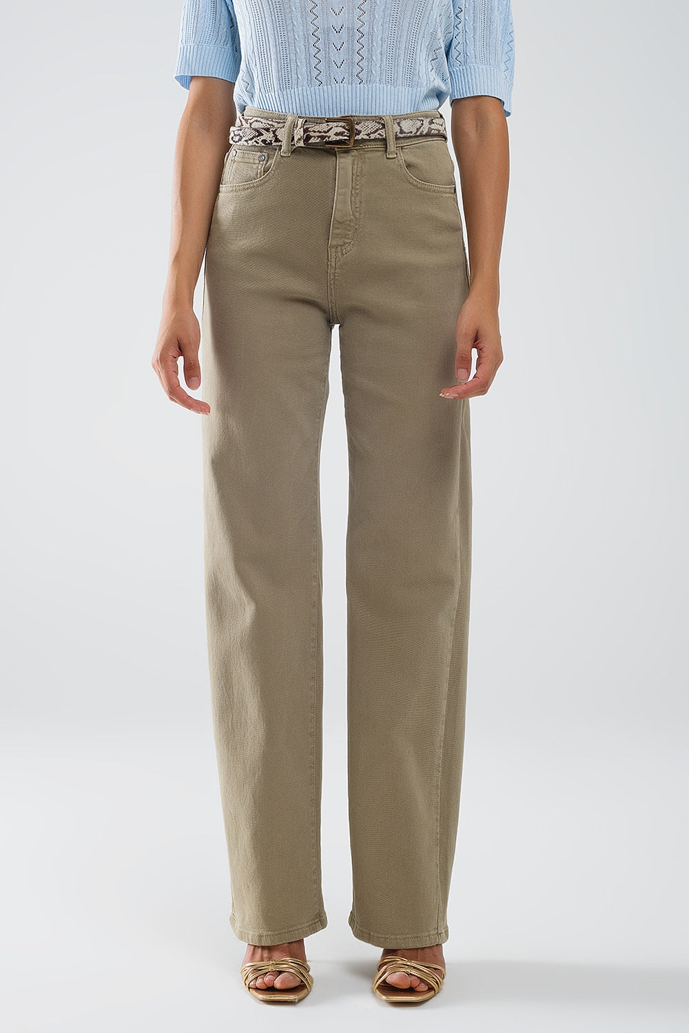 Q2 High rise slouchy mom jeans in beige