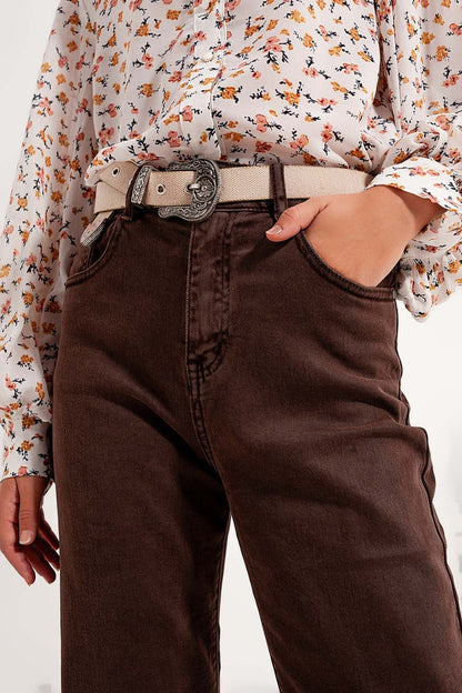 High rise slouchy mom jeans in chocolate