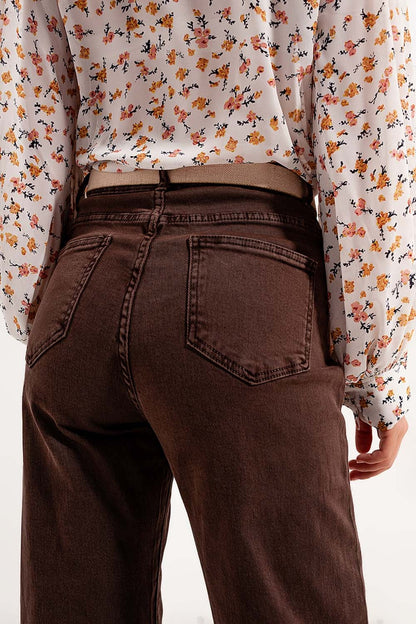 High rise slouchy mom jeans in chocolate