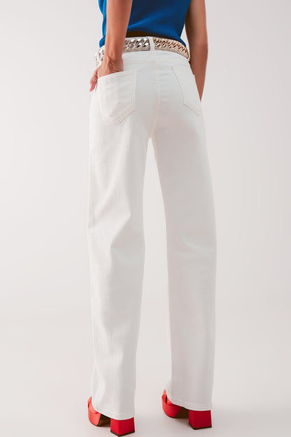 High rise slouchy mom jeans in cream