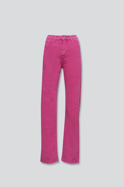 High rise slouchy mom jeans in fuchsia