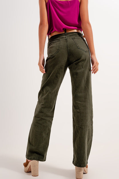 high rise slouchy mom jeans in green