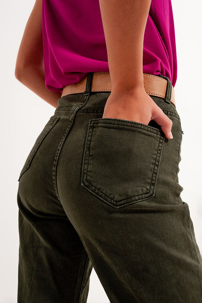 high rise slouchy mom jeans in green