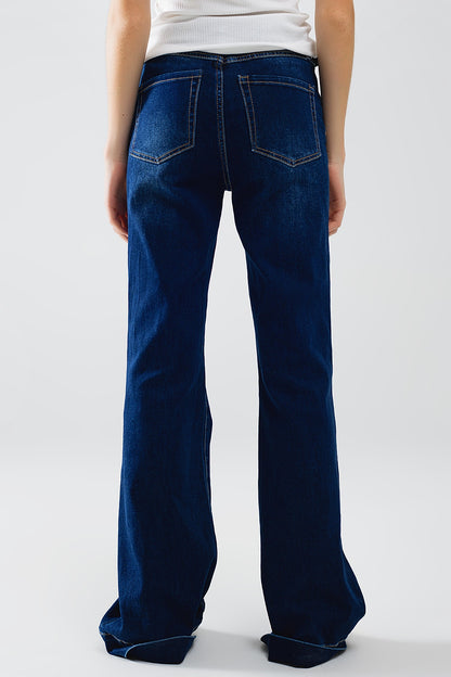 High waist Dark Blue Flare Jeans