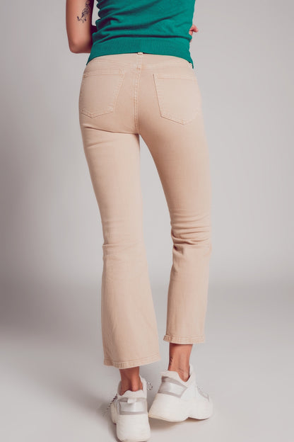 high waist flare jean in sand