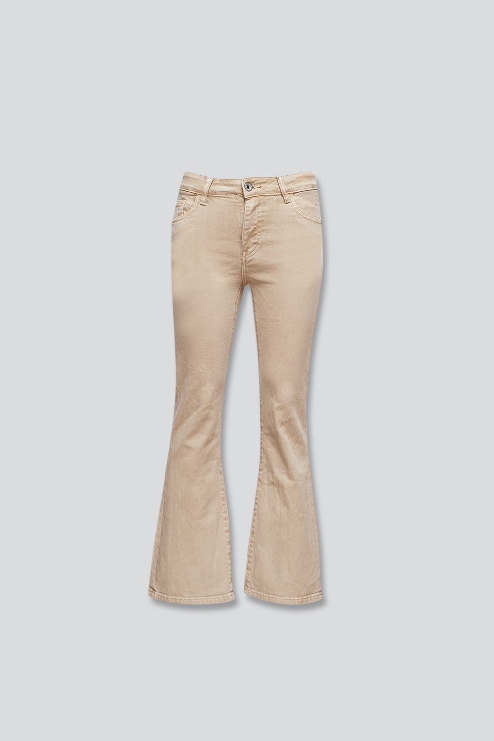 high waist flare jean in sand