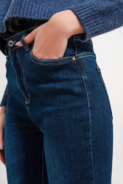 High waist skinny fit jeans in dark blue